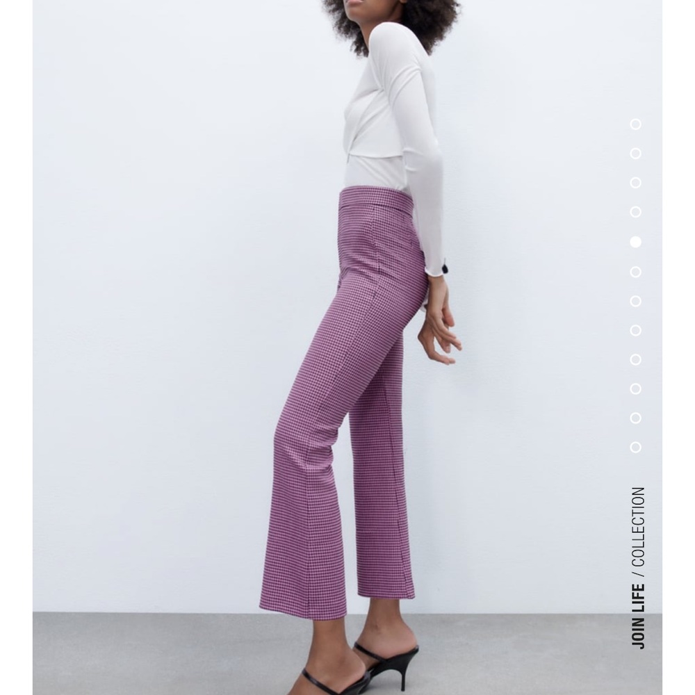 “Last one”ZARA HOUNDSTOOTH MINI FLARE PANTS - Picture 5 of 12